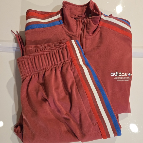Adidas Tracksuit (Jacket and Pant Set) with Red, White And...